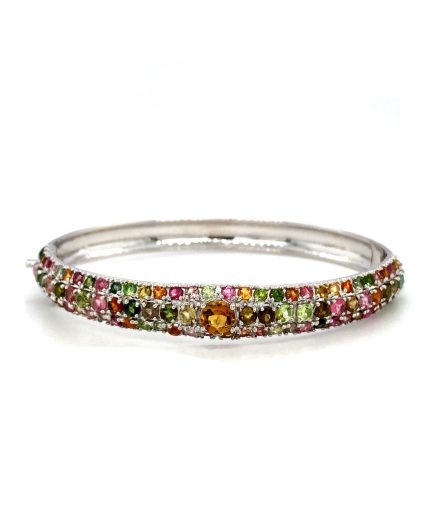 Multi Tourmaline Bangle in 925 Sterling Silver | Save 33% - Rajasthan Living