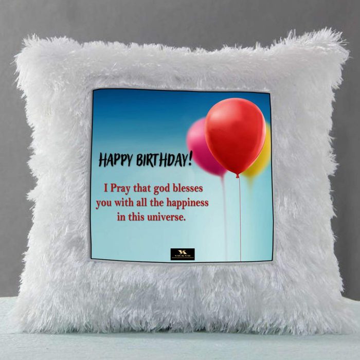 Vickvii Printed Happy Birthday God Bless You With Happiness Led Cushion With Filler (38*38CM) | Save 33% - Rajasthan Living 6