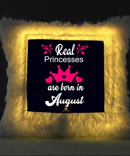 Vickvii Printed Real Princess Are Born In August Led Cushion With Filler (38*38CM) | Save 33% - Rajasthan Living 5