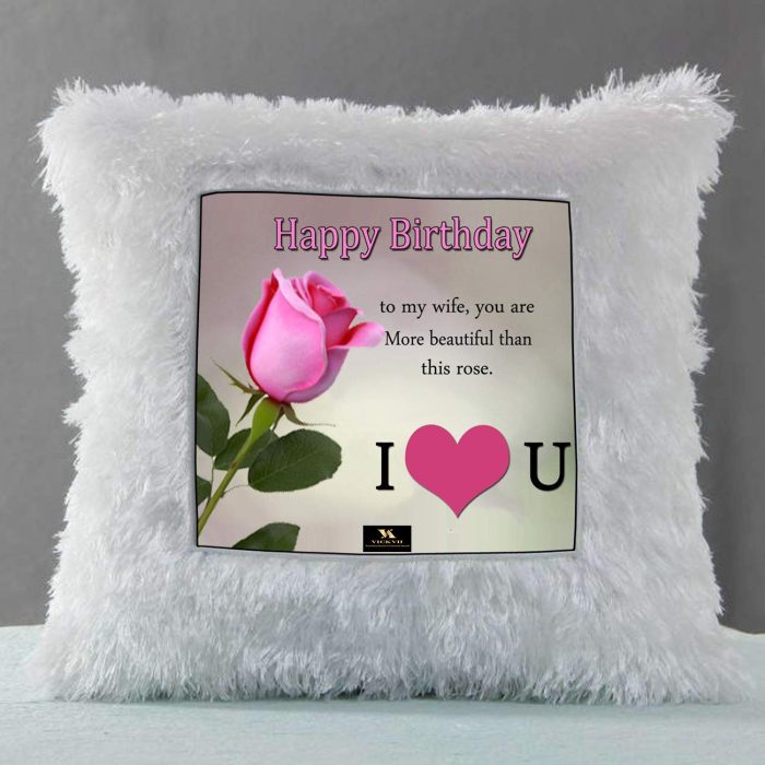 Vickvii Printed Happy Birthday To My Wife I Love You  Led Cushion With Filler (38*38CM) | Save 33% - Rajasthan Living 6