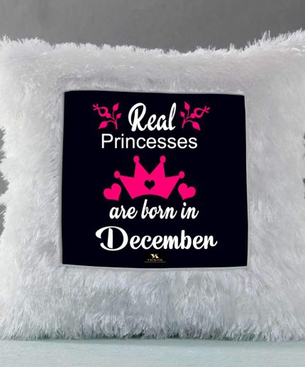 Vickvii Printed Real Princess Are Born In December Led Cushion With Filler (38*38CM) | Save 33% - Rajasthan Living 3