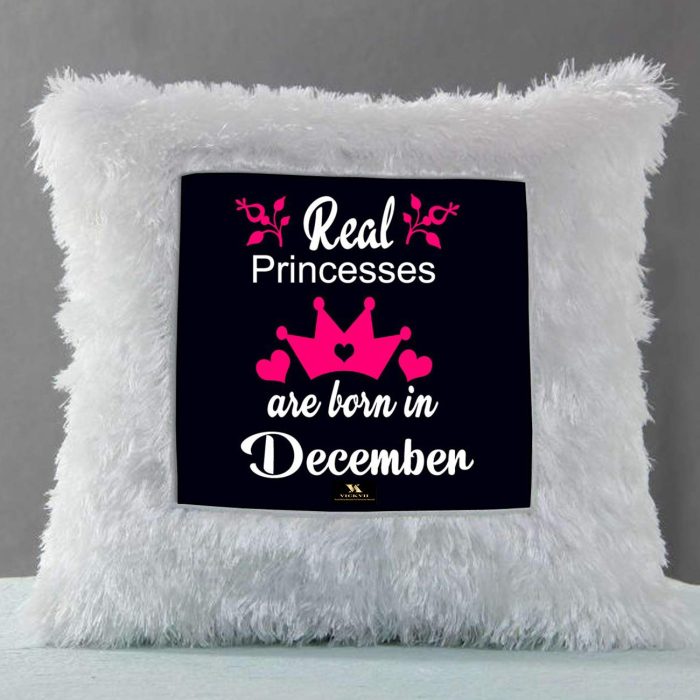 Vickvii Printed Real Princess Are Born In December Led Cushion With Filler (38*38CM) | Save 33% - Rajasthan Living 6