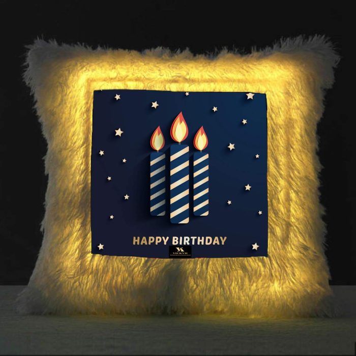 Vickvii Printed Happy Birthday With Candles Led Cushion With Filler (38*38CM) | Save 33% - Rajasthan Living 5