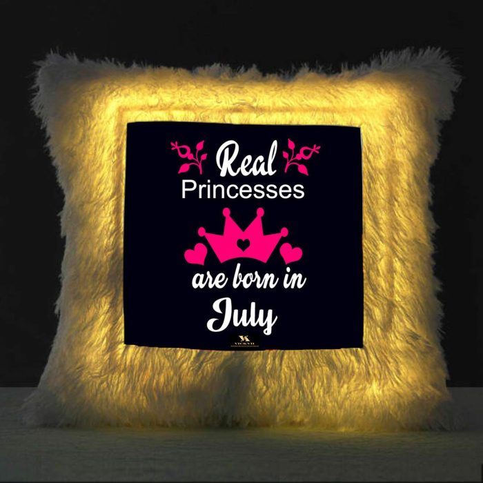 Vickvii Printed Real Princess Are Born In July Led Cushion With Filler (38*38CM) | Save 33% - Rajasthan Living 5