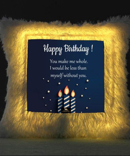 Vickvii Printed Happy Birthday You Make Me Whole Led Cushion With Filler (38*38CM) | Save 33% - Rajasthan Living