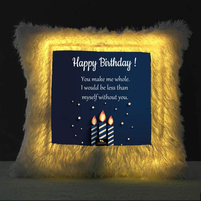 Vickvii Printed Happy Birthday You Make Me Whole Led Cushion With Filler (38*38CM) | Save 33% - Rajasthan Living 5