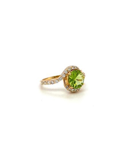 Peridot and Diamond Ring in 14K Yellow Gold | Save 33% - Rajasthan Living 3