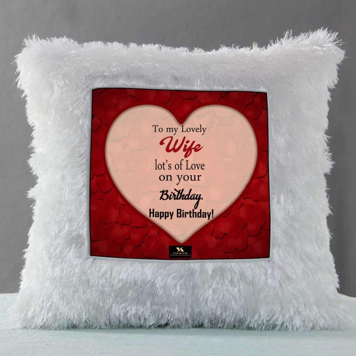 Vickvii Printed Happy Birthday My Lovely Wife With Lots Of Love Led Cushion With Filler (38*38CM) | Save 33% - Rajasthan Living 6