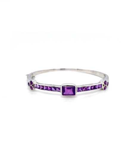 Amethyst Bangle in 925 Sterling Silver | Save 33% - Rajasthan Living