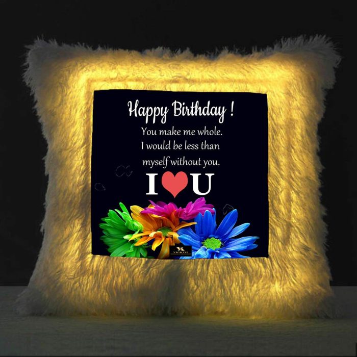 Vickvii Printed Happy Birthday You Make Me  Whole I Love You Led Cushion With Filler (38*38CM) | Save 33% - Rajasthan Living 5