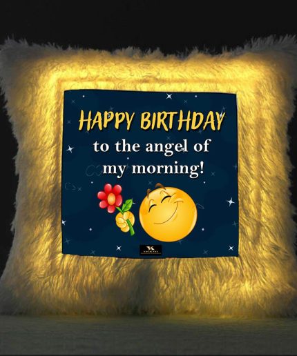 Vickvii Printed Happy Birthday To The Angle Of My Morning Led Cushion With Filler (38*38CM) | Save 33% - Rajasthan Living 5