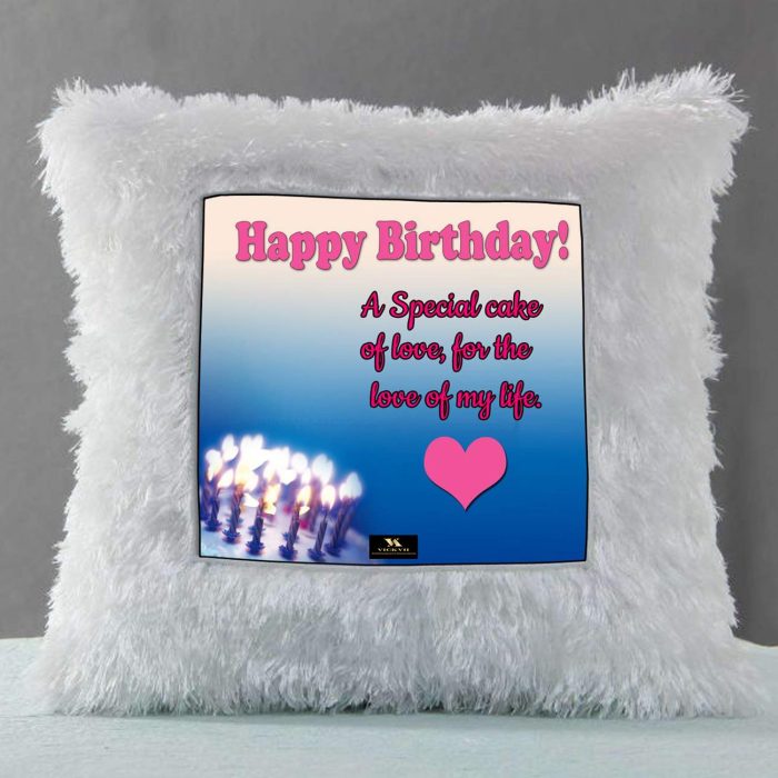 Vickvii Printed Happy Birthday To Love Of My Life Special Cake Of My Love Led Cushion With Filler (38*38CM) | Save 33% - Rajasthan Living 6