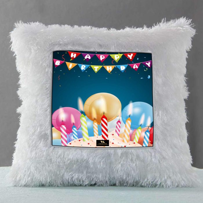 Vickvii Printed Happy Birthday With Ballons And Candles Led Cushion With Filler (38*38CM) | Save 33% - Rajasthan Living 6