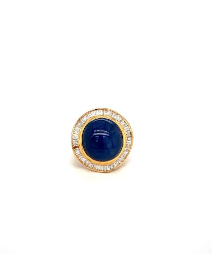 Sapphire Star and Diamond Ring in 18K Yellow Gold | Save 33% - Rajasthan Living