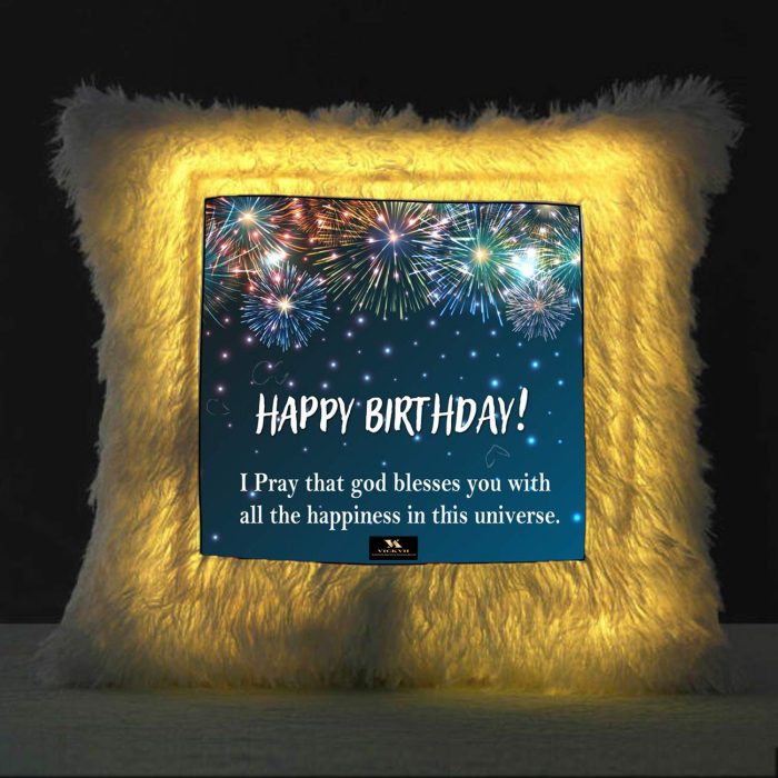 Vickvii Printed Happy Birthday And GodBless You Led Cushion With Filler (38*38CM) | Save 33% - Rajasthan Living 5