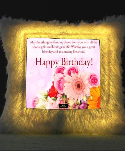 Vickvii Printed Happy Birthday With An Amazing Life Ahead Led Cushion With Filler (38*38CM) | Save 33% - Rajasthan Living