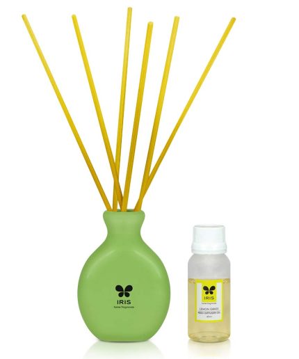 Iris New Lemon Grass Fragances Reed Diffuser Set with Oil 60ml With Ceramic Pot & Diffuser Stick | Save 33% - Rajasthan Living