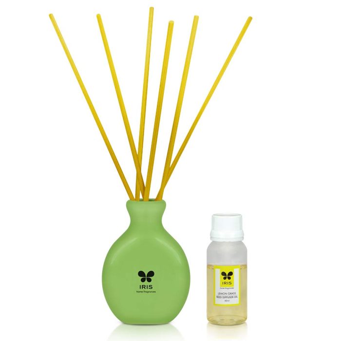 Iris New Lemon Grass Fragances Reed Diffuser Set with Oil 60ml With Ceramic Pot & Diffuser Stick | Save 33% - Rajasthan Living 5