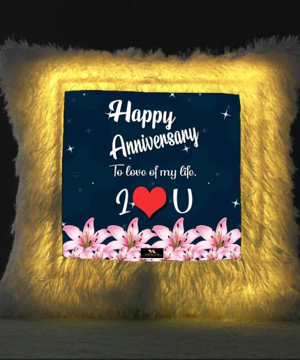 Vickvii Printed Happy Anniversary To Love Of my Life Led Cushion With Filler (38*38CM) | Save 33% - Rajasthan Living