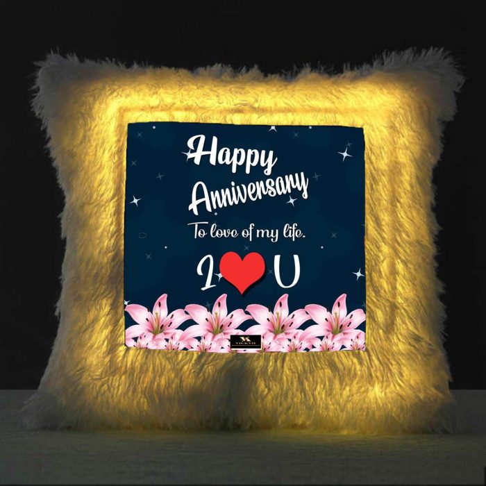 Vickvii Printed Happy Anniversary To Love Of my Life Led Cushion With Filler (38*38CM) | Save 33% - Rajasthan Living 5