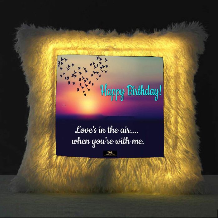 Vickvii Printed Happy Birthday Loves In The Air Led Cushion With Filler (38*38CM) | Save 33% - Rajasthan Living 5