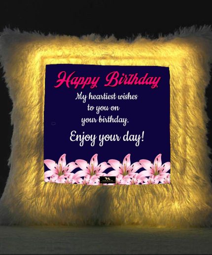 Vickvii Printed Happy Birthday With My Heartiest Wishes Led Cushion With Filler (38*38CM) | Save 33% - Rajasthan Living