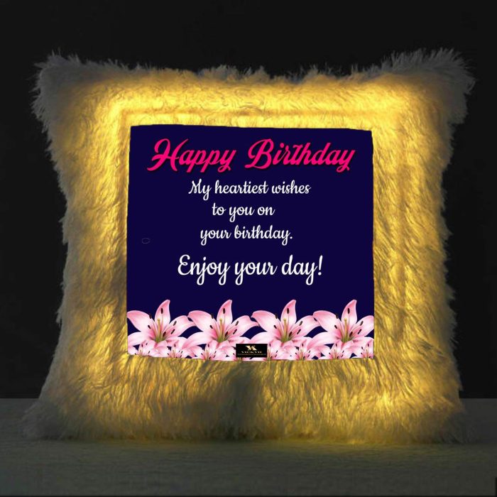 Vickvii Printed Happy Birthday With My Heartiest Wishes Led Cushion With Filler (38*38CM) | Save 33% - Rajasthan Living 5