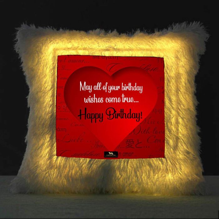 Vickvii Printed Happy Birthday With Red Heart Led Cushion With Filler (38*38CM) | Save 33% - Rajasthan Living 5