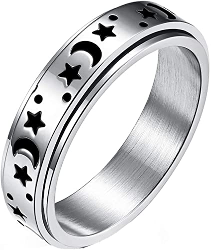 Moon Star Spinner Ring, Women 925 Sterling Silver Ring, Love Ring, Worry Ring, Meditation Ring, Birthday Events, Silver Ring, Statement Ring | Save 33% - Rajasthan Living