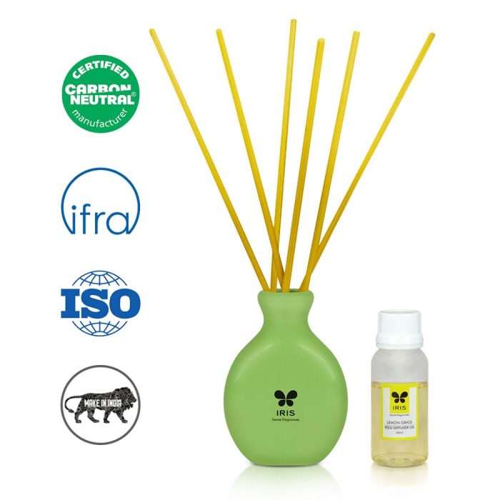 Iris New Lemon Grass Fragances Reed Diffuser Set with Oil 60ml With Ceramic Pot & Diffuser Stick | Save 33% - Rajasthan Living 7