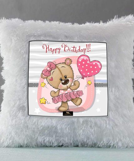 Vickvii Printed Happy Birthday Text With Cute Teddy Led Cushion With Filler (38*38CM) | Save 33% - Rajasthan Living 3