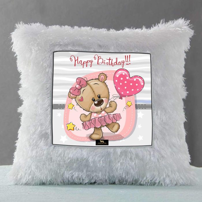 Vickvii Printed Happy Birthday Text With Cute Teddy Led Cushion With Filler (38*38CM) | Save 33% - Rajasthan Living 6