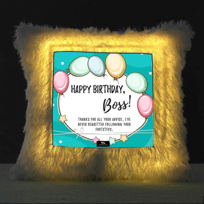 Vickvii Printed Happy Birthday Boss Led Cushion With Filler (38*38CM) | Save 33% - Rajasthan Living 5