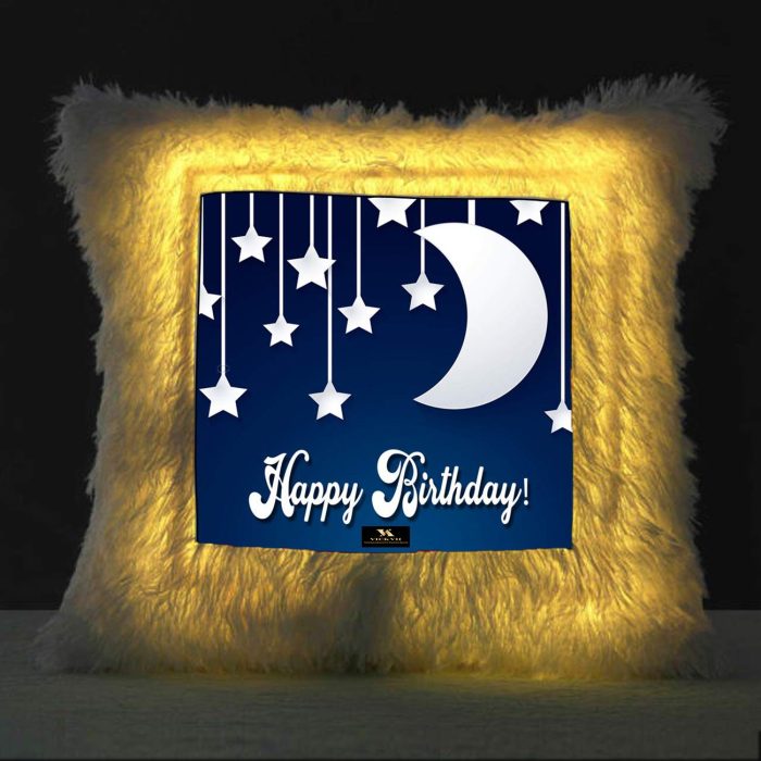 Vickvii Printed Happy Birthday With Moon And Star Led Cushion With Filler (38*38CM) | Save 33% - Rajasthan Living 5