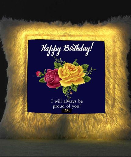 Vickvii Printed Happy Birthday I Will Always Be Proud Of You Led Cushion With Filler (38*38CM) | Save 33% - Rajasthan Living