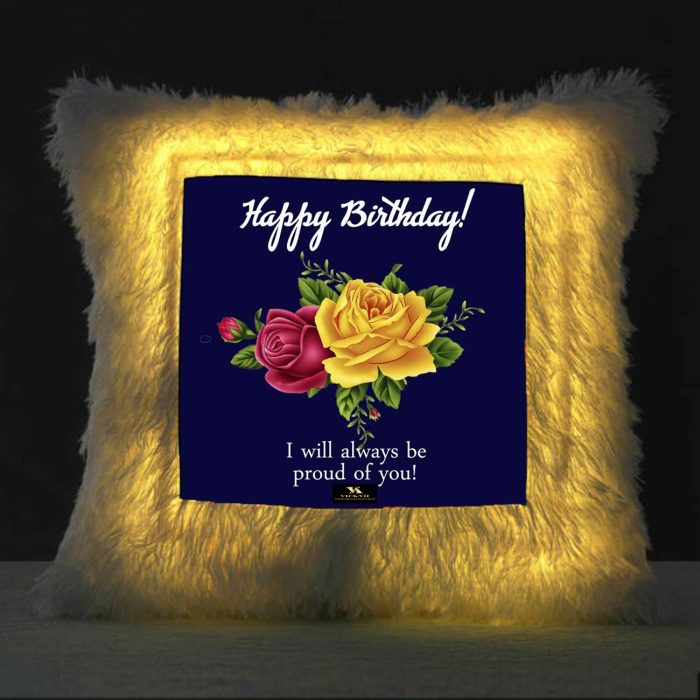 Vickvii Printed Happy Birthday I Will Always Be Proud Of You Led Cushion With Filler (38*38CM) | Save 33% - Rajasthan Living 5