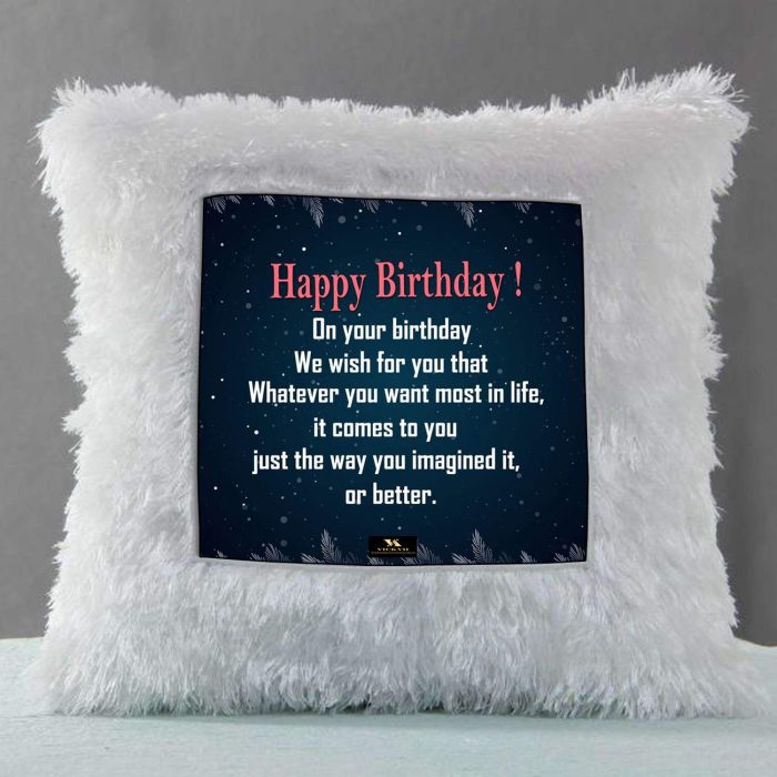 Vickvii Printed Happy Birthday With Quots Led Cushion With Filler (38*38CM) | Save 33% - Rajasthan Living 6