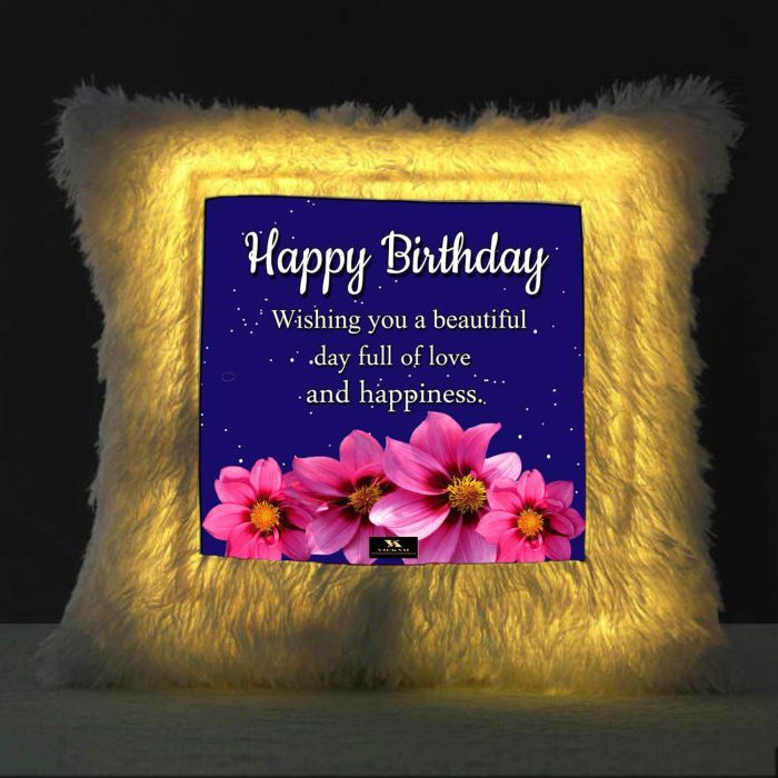 Vickvii Printed Happy Birthday With Wishing You A Beautiful Day Led Cushion With Filler (38*38CM) | Save 33% - Rajasthan Living 5