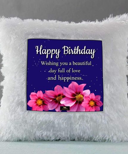 Vickvii Printed Happy Birthday With Wishing You A Beautiful Day Led Cushion With Filler (38*38CM) | Save 33% - Rajasthan Living 3
