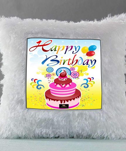 Vickvii Printed Happy Birthday With Cake  Led Cushion With Filler (38*38CM) | Save 33% - Rajasthan Living 3