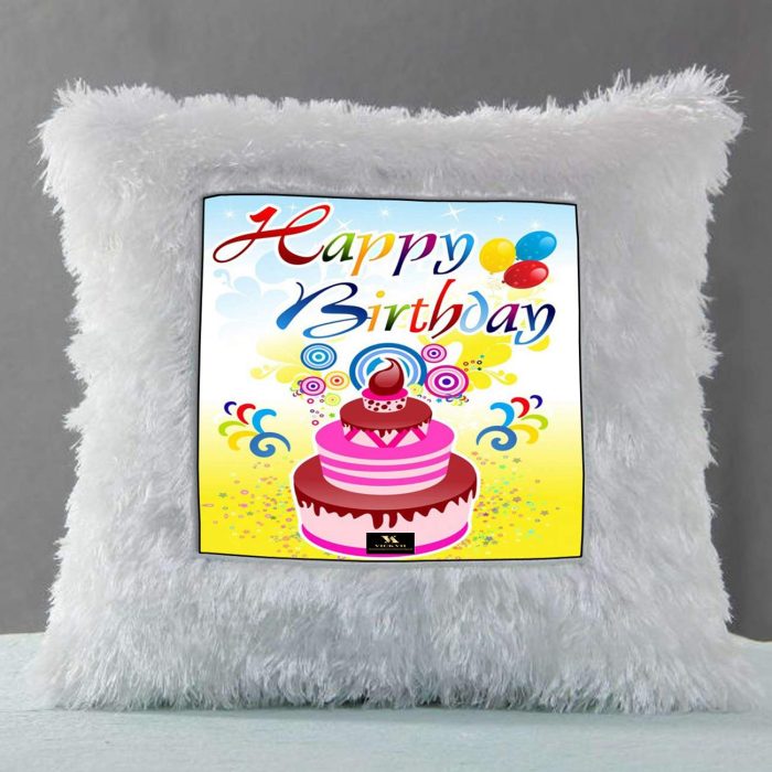 Vickvii Printed Happy Birthday With Cake  Led Cushion With Filler (38*38CM) | Save 33% - Rajasthan Living 6