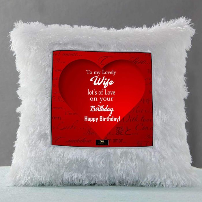 Vickvii Printed Happy Birthday To My Lovely Wife Led Cushion With Filler (38*38CM) | Save 33% - Rajasthan Living 6