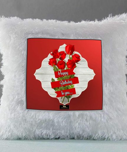 Vickvii Printed Happy Birthday To You With Red Rose Led Cushion With Filler (38*38CM) | Save 33% - Rajasthan Living 3