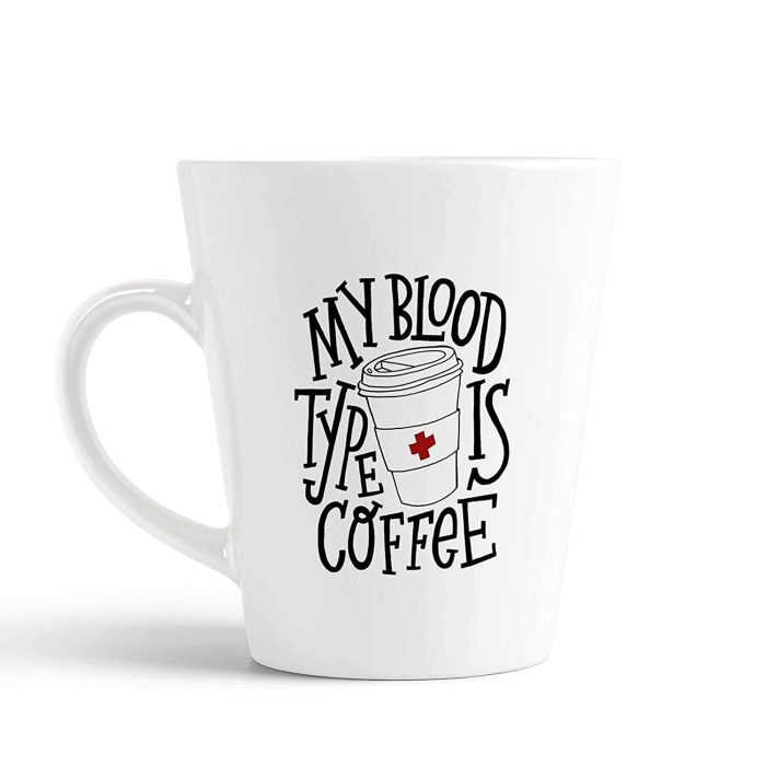 Aj Prints My Blood Type is Coffee Funny Latte Mug Ceramic White 12oz | Save 33% - Rajasthan Living 5