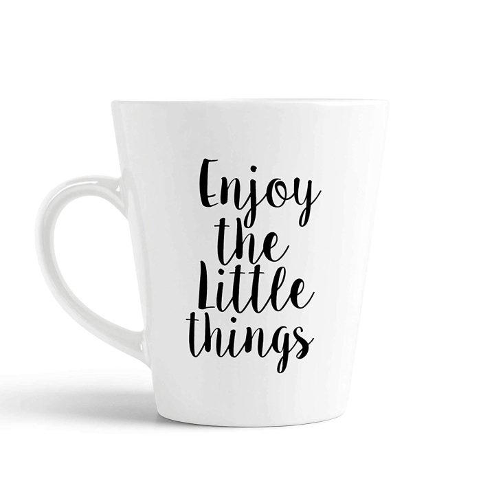 Aj Prints Inspiration Quotes Conical Coffee Mug-Enjoy The Little Things Printed Ceramic Coffee Mug- 12Oz- White | Save 33% - Rajasthan Living 5