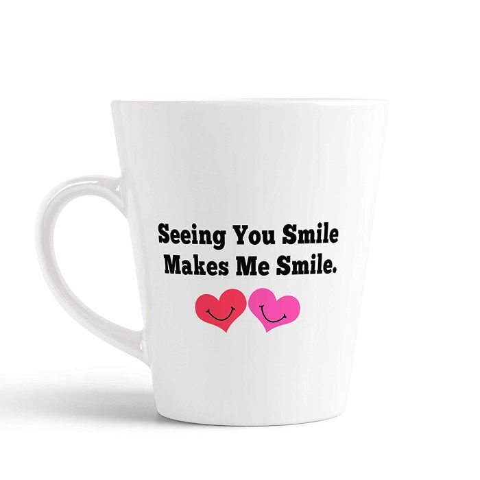 Aj Prints Smile Quotes Conical Coffee Mug- Seeing You Smile Makes Me Smile Cute Heart Printed Tea Cup for Him/Her | Save 33% - Rajasthan Living 5