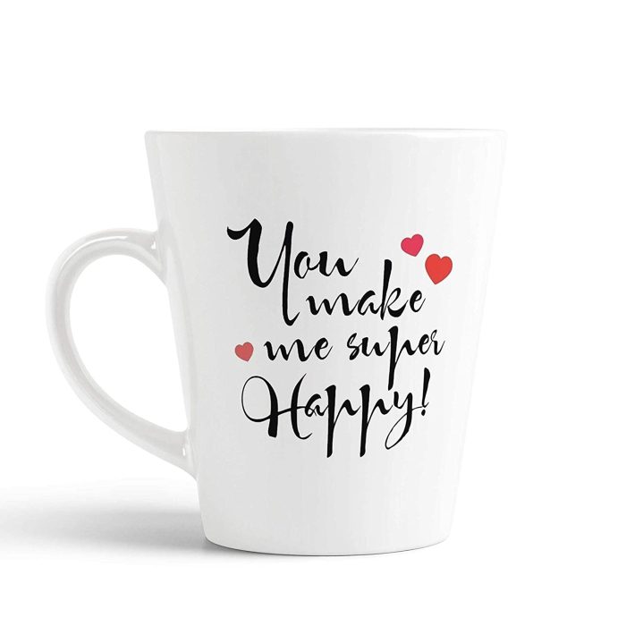 Aj Prints You Make me Super Happy Quotes Conical Coffee Mug-Inspirational and Motivational Tea Cup-White-12Oz Milk Mug | Save 33% - Rajasthan Living 5