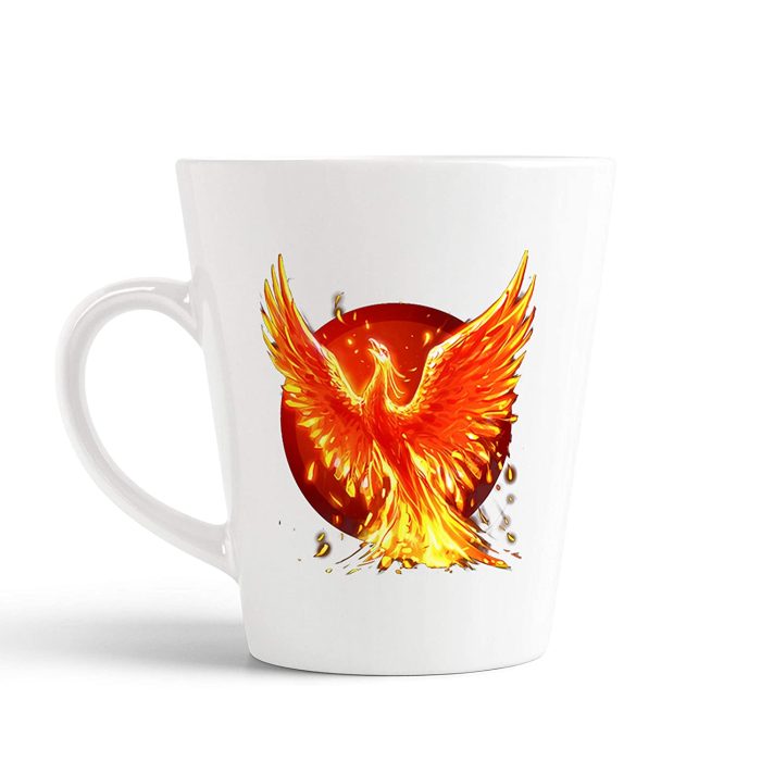 Aj Prints White Conical Coffee Mug- Fire Bird Printed Coffee Mug- White 350ml Milk Mug | Save 33% - Rajasthan Living 5