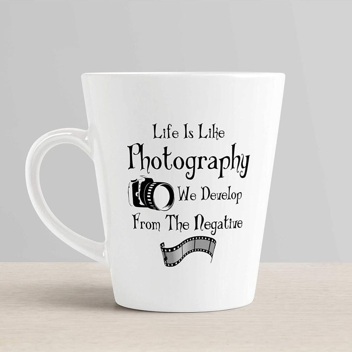 Aj Prints Life is Like Photography we Develop from The Negative Printed Conical Coffee Mug, Inspirational Quotes Mug-White,350ml | Save 33% - Rajasthan Living 6