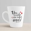 Aj Prints You Make me Super Happy Quotes Conical Coffee Mug-Inspirational and Motivational Tea Cup-White-12Oz Milk Mug | Save 33% - Rajasthan Living 10